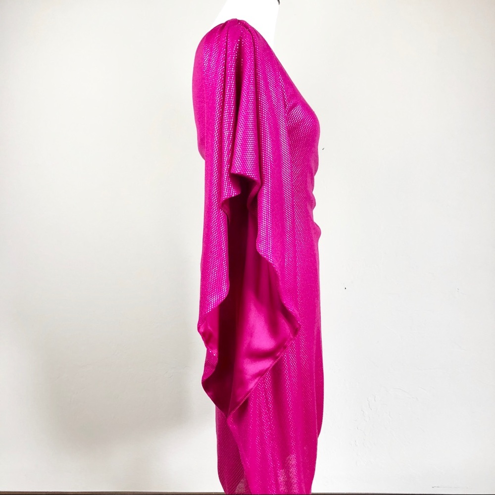 St. John Drape Shoulder Pink Shimmer Dress 2 - Picture 6 of 8